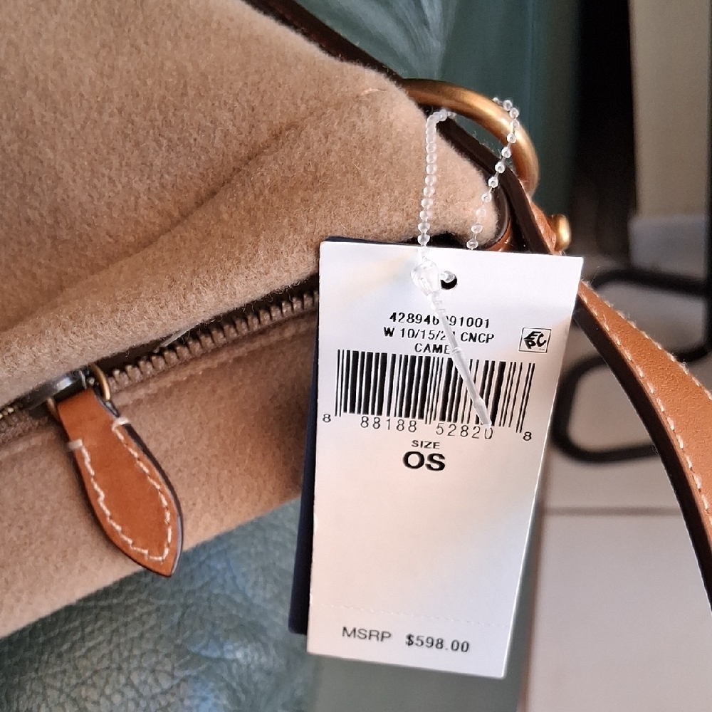 Ralph Lauren-Polo Flannel Bellport Sling Bucket Bag. Color is Camel. NWT. - Picture 7 of 14